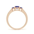thumbnail image 2 of ANGARA Natural Three Stone Round Tanzanite Ring with Diamond Accents in 14K Rose Gold for Women (Size-5mm) | December Birthstone, Anniversary, Jewelry Gift for Women | Natural Tanzanite Ring, 2 of 8