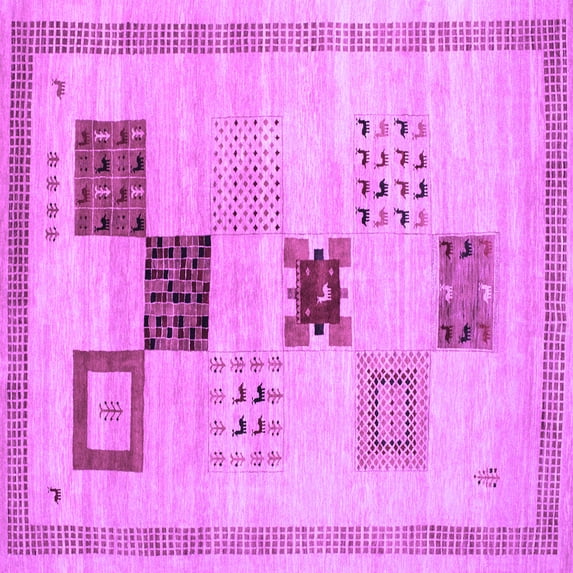 Ahgly Company Indoor Square Abstract Purple Contemporary Area Rugs, 5' Square