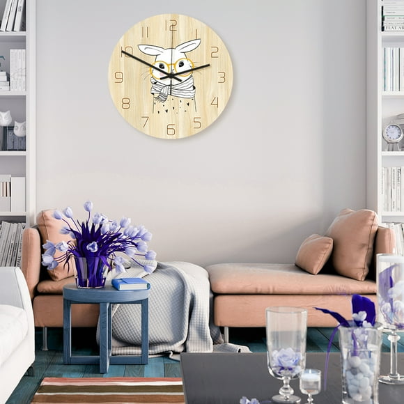 EGNMCR Room Decor Home Decor Animals Nordic Indian Cute Pet Acrylic Mute Living Room Decoration Clock Wall Clock