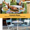 thumbnail image 6 of Elastic Fitted Round Tablecloth, Blue Spring Floral Waterproof Stretch Table Cover for 45"-54" Tables, Pink Flowers Butterfly Pastoral Washable Outdoor Tablecloths for Patio, Picnic, Camping, 6 of 9