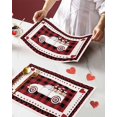 thumbnail image 2 of Valentines Placemats Truck with Heart Valentines Day Place Mats for Dining Room Red Buffalo Check Plaid Heart Shape Design Washable Table Mats for Kitchen Dining Decorations Set of 4, 2 of 6