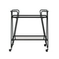 thumbnail image 6 of Linon Lawsonia 2-Tier Mid-Century Mobile Bar Cart with Mirrored Top, 32.5" Tall, 27 lb, Black, 6 of 15