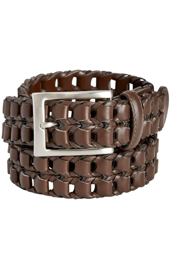 Portfolio Mens Leather Buckle Braided Belt