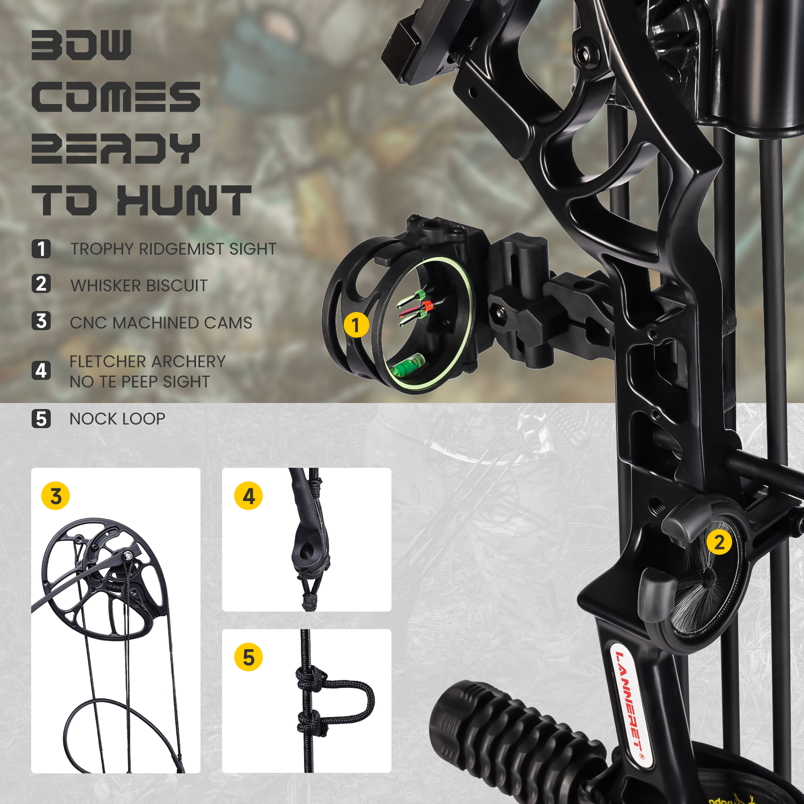 Archery Ready to Hunt Compound Bow Package for Adults and Teens,25"-31" Draw Length，0-70 Lbs Draw Weight ,up to IBO 320 fps，Lightweight Design Bow ,Fully Adjustable