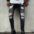 thumbnail image 6 of HBYJLZYG Mens Skinny Ripped Jeans, Slim-Fit Denim Pants Pockets Button Zipper Stretch Straight-Fit Jogger Pants, 6 of 8