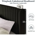 thumbnail image 3 of Allewie Queen Size Velvet Bed Frame/Vertical Channel Tufted Wingback Headboard/Upholstered Platform Bed/Strong Wooden Slats/No Box Spring Needed/Easy Assembly/Black, 3 of 8