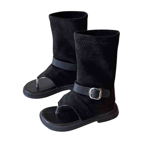 hopeusnice Kids Ankle Boots Hook Loop Closed Toe Warm Durable Outdoor Daily Casual Walking Footwear Black 26