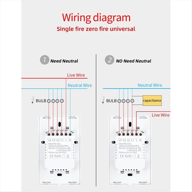 Interruptor Inteligente Matter WIFI, Interruptor Táctil de EE. UU., Interruptor de Pared Inteligente 2 Bandas para Hogar, Compatible con , Voice, Aplicación Inteligente