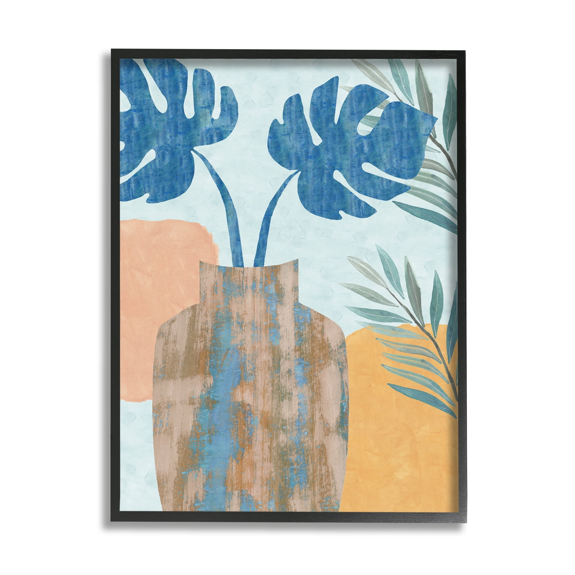 Stupell Industries Tropical Monstera Western Abstract Orange Blue,16 x 20,Designed by Flora Kouta