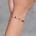 thumbnail image 4 of Gem Stone King Keren Hanan 2.38 Ct Round Black Sapphire Green Peridot 925 Silver and 10K Yellow Gold Lab Grown Diamond Bracelet for Women, 4 of 5