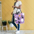 thumbnail image 4 of FORMRS Womens Canvas Tote Bag with Zipper Inner Pocket Shoulder Handbag, Purple Halloween Pattern, 4 of 7