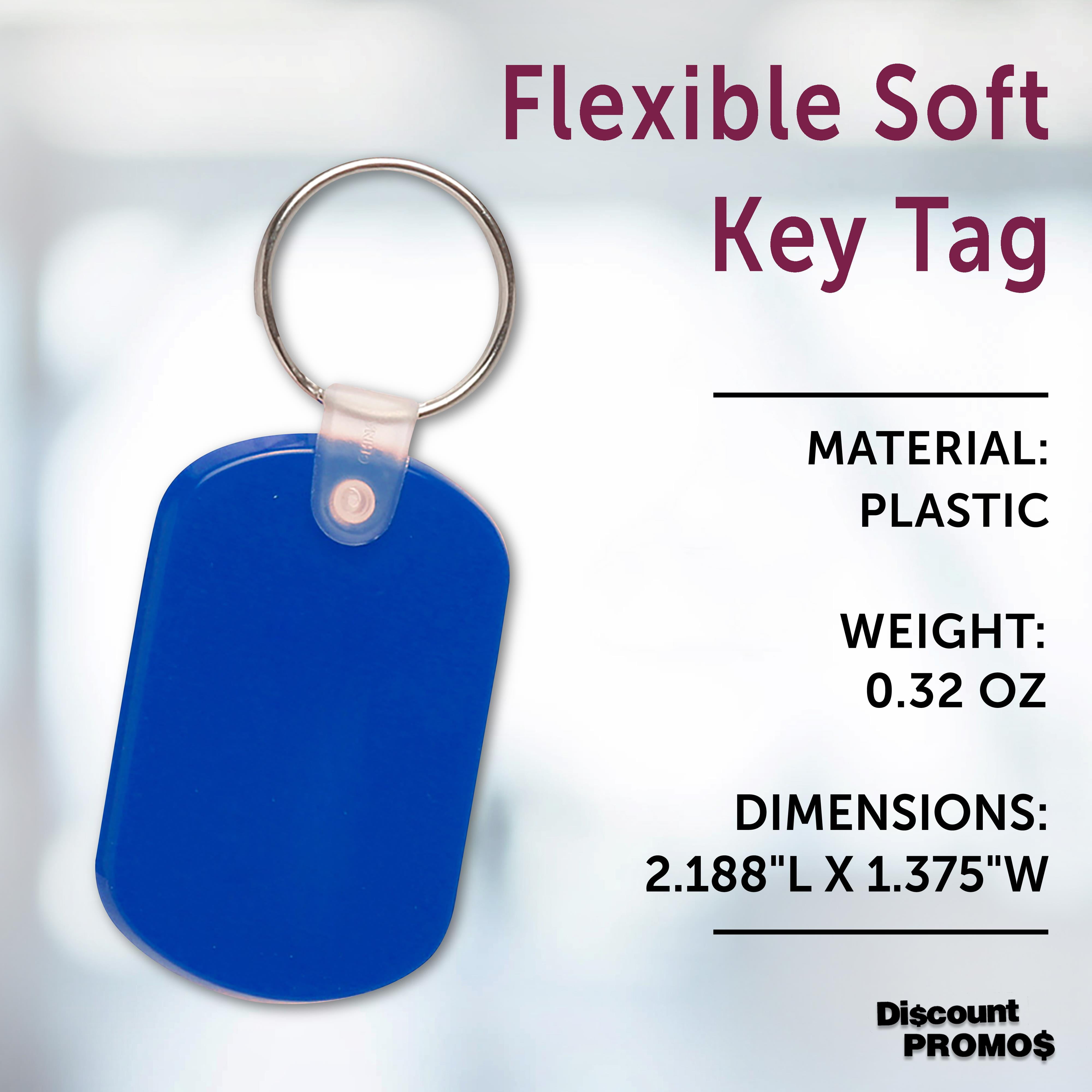 Tag Soft Plastic Keychains - 10 pack - Small Key Tag Chain For Staying Organized - Rubber Key Ring Keychain – Blue