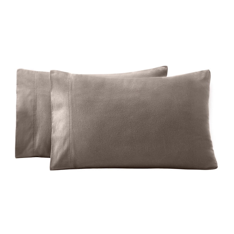 Superior Solid Flannel Cotton Pillowcases, Set of 2, Standard, Gray