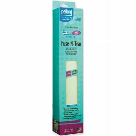 Pellon Fuse-N-Tear Fabric Stabilizer, White. 12" x 12 Yards Precut Package.