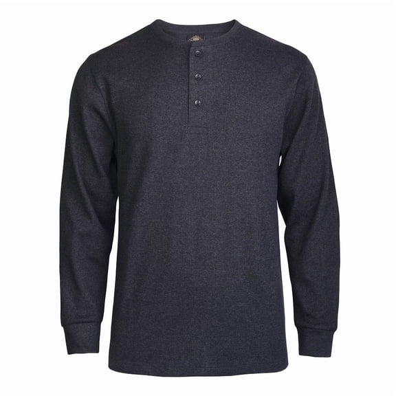 Knocker Men's Classic Waffle Knit Medium Weight Thermal 3-Buttons Henley Long Sleeve Tee Shirts Top