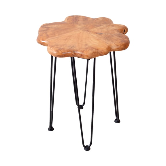 Facilehome Solid Cedar Wood Coffee Table, Round End Table for Living Room, Natural