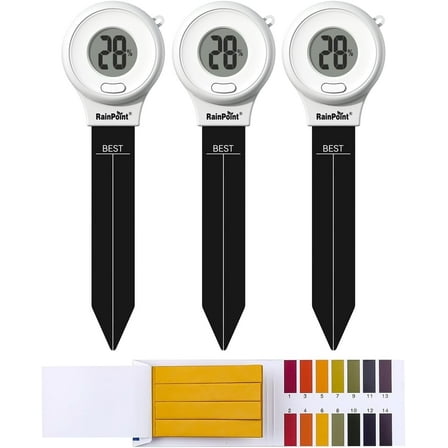 RainPoint Digital Compact Soil Moisture Meter for Indoor/Outdoor Plants, Soil Probe Hygrometer Sensor Tester Set, 3 Pack