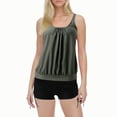 thumbnail image 1 of Womens 2 Piece Swimsuits Solid Color Stylish Ruffle Tankini Tops with Boyshorts Dark Gray Bathing Suit for Women XXL, 1 of 6