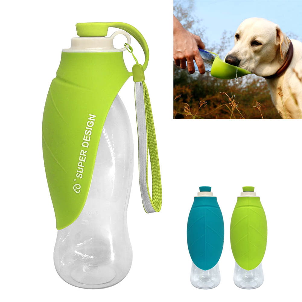 Petilleur Portable Dog Water Bottle Travel Pet Water Bottles Portable with Silicone Foldable Bowl for Outdoor Green