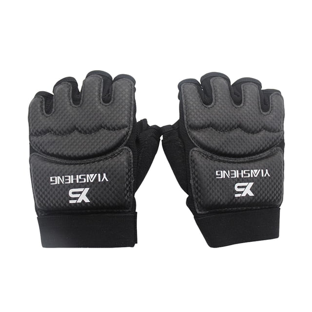 pitrice 2 Pcs/ensemble Mitaines de Sparring Taekwondo avec Support de Poignet Réglable, Gants de Boxe Demi-Doigt Ouverts