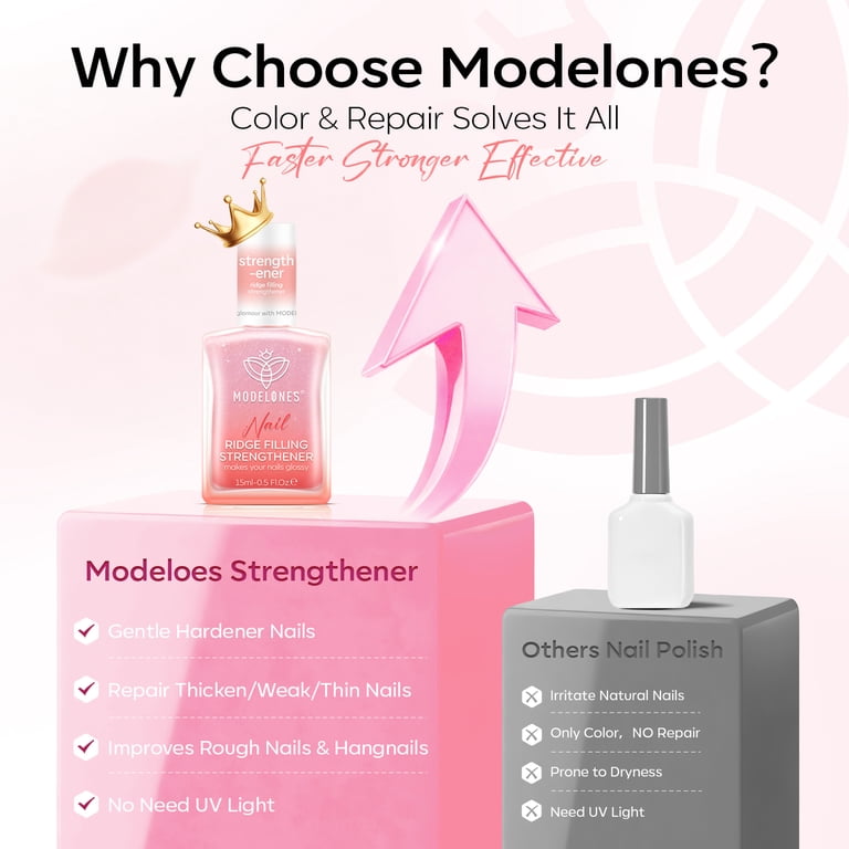 Modelones 8-in-1 Nail Strengthener, Ridge Filler, Pink, 0.5 oz photo 8