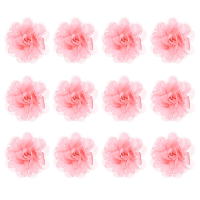 Uxcell 12-Pack Flores de Gasa 1.97 x 1.97 Pulgadas Flores de Tela para Decoración del Hogar y DIY Rosa Brillante