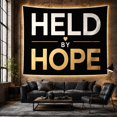 thumbnail image 6 of Held By Hope Quote on Black Background, Calming Minimalist for Positive Quote Lovers, Gold Hope Wall Art, Friendship Gift Tapestry Wall Hanging for Bedroom and Office, 6 of 7