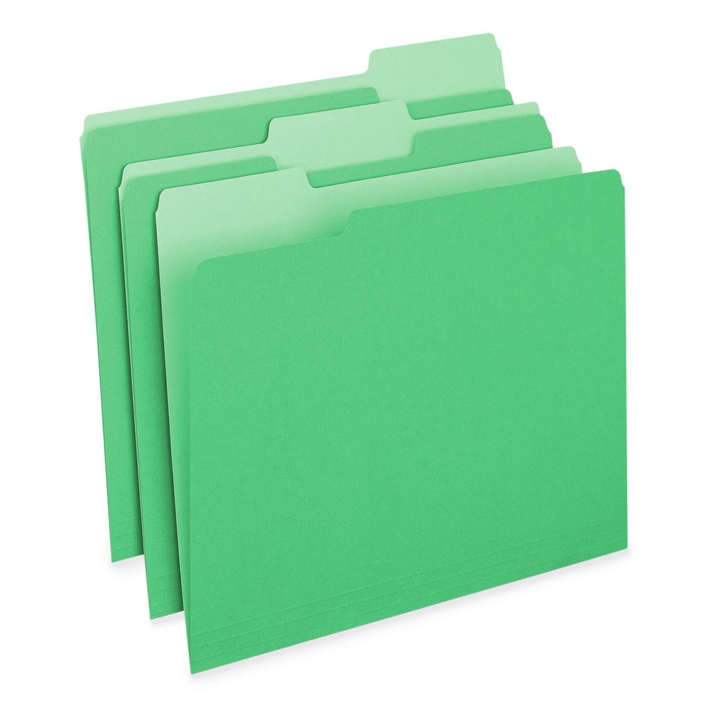 Universal UNV10502 1/3-Cut Tabs Deluxe Colored Top Tab File Folders - Letter Size, Green/Light Green (100/Box)