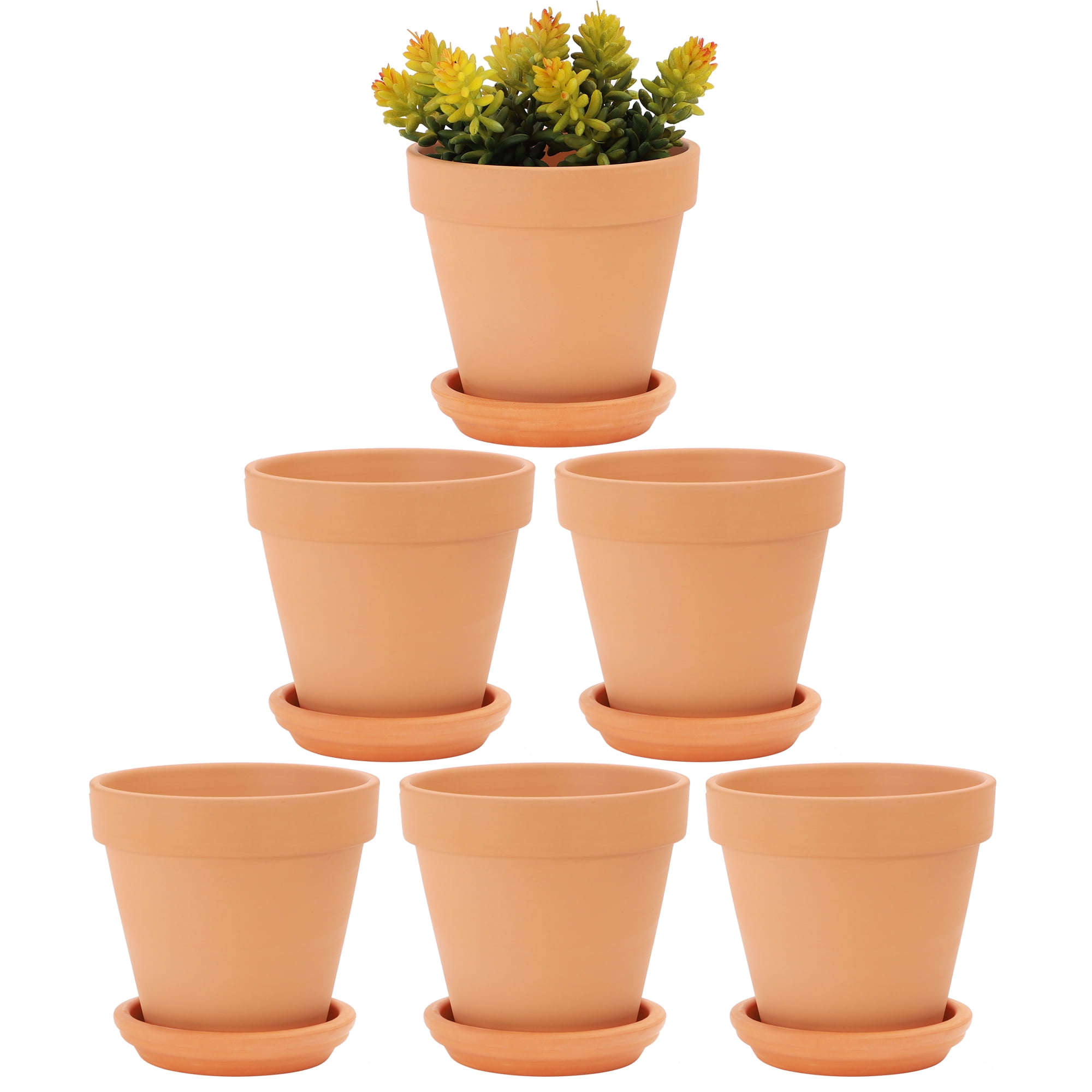Happiness Size 4 5 and 6 3 Pack Ceramic Flower Plant Pot with Saucers 