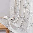 thumbnail image 6 of Curtainking Linen Curtains Floral Embroidery Window Curtains 63 inch Farmhouse Light Filtering Drapes for Living Room Bedroom Grommet 2 Panels Grey, 6 of 7