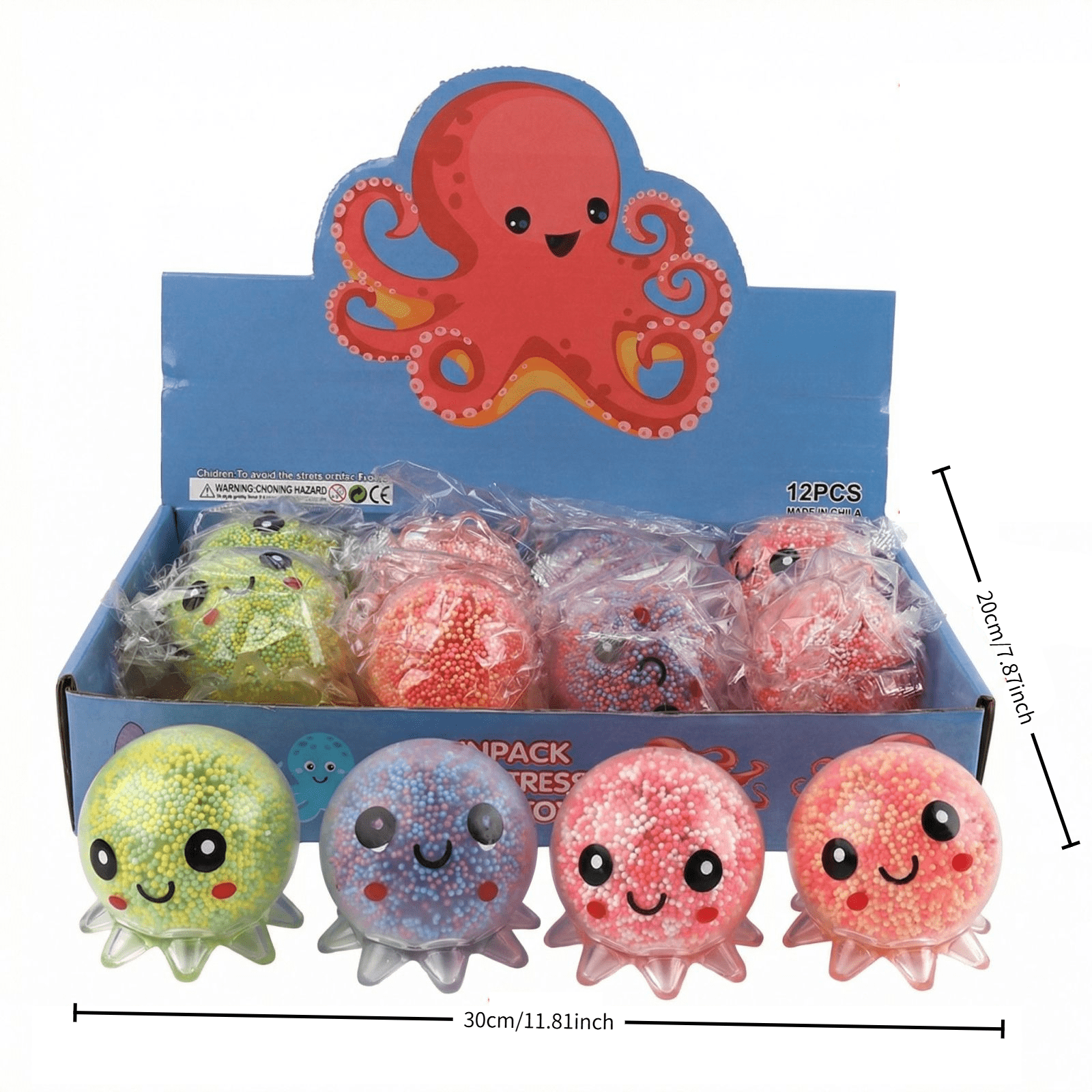 Glow in The Dark Squeeze Toys, Light Up Sensory Toys, Cute Octopus Shape, 3 in Diameter, Stress Balls Squeeze Toys, Relaxation Relief, Classroom Settings, Birthday Party, Multi