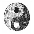thumbnail image 3 of Yin Yang Duvet Cover Set Queen Size, Artistic Spiritual Symbol Ornamented with Blossoming Spring Flowers, Decorative 3 Piece Bedding Set with 2 Pillow Shams, Dark Taupe and White, by Ambesonne, 3 of 3