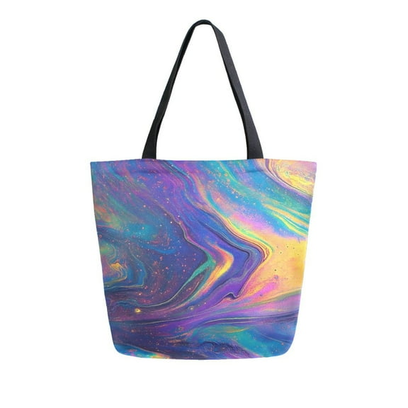 ALAZA Tie Dye Rainbow Pattern Large Shoulder Tote Bag Canvas Handbag for Outdoor Beach