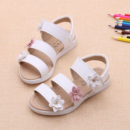 

Summer Beach Baby Girl Flat Sandals Strappy Flowers Kids Toddler Shoes 22