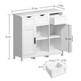 thumbnail image 5 of Tcbosik 2-Door Storage Cabinet with 3 Drawers, Floor Buffet Sideboard, Kitchen Cupboard with Adjustable Shelves, Console Cabinet for Entryway, Living Room and Dining Room, White, 5 of 9