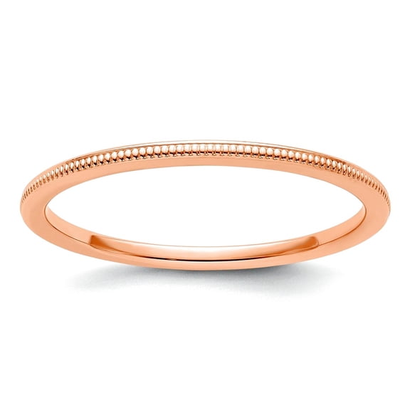 14kr 1.2mm Milgrain Stackable Band Ring Size 6 Stackable Ring for Women and Men - 1.0 Grams