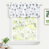 DriftAway Dandelion Floral Flower Lined Thermal Insulated Energy Saving Window Curtain Valance for Living Room/Bedroom/ Kitchen/Kids, 2 Layer, Rod Pocket, 52"x18" 2”Header (Gray)