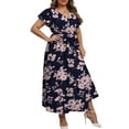 thumbnail image 3 of a.Jesdani Women's Plus Size Maxi Dress Boho Floral Butterfly Sleeve V Neck Flowy Maxi Dress Party Wedding Guest Dress L-4X, 3 of 9
