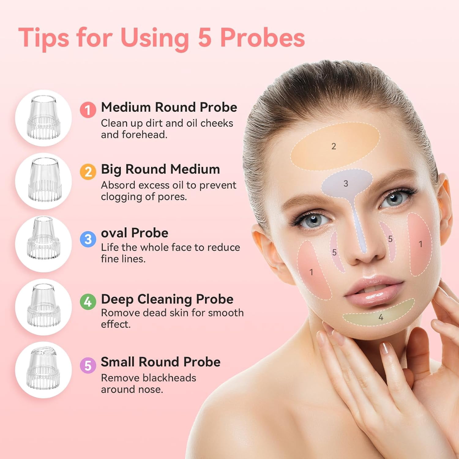 Blackhead Remover Pore Vacuum Upgraded Facial Pore Cleaner Electric Comedone Whitehead Extractor Tool-5 Suction Power,5 Probes,USB Rechargeable Blackhead Vacuum Kit for Women & Men