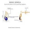 thumbnail image 5 of Rosec Jewels 3/4 CT Lab Grown Blue Sapphire and Moissanite Teardrop Stud Earrings, 14K Yellow Gold, 5 of 7
