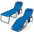 thumbnail image 1 of Gymax 2 PCS Folding Chaise Lounge Portable Lay Flat Reclining Chair w/ 4-Level Backrest Side Pocket Navy, 1 of 1