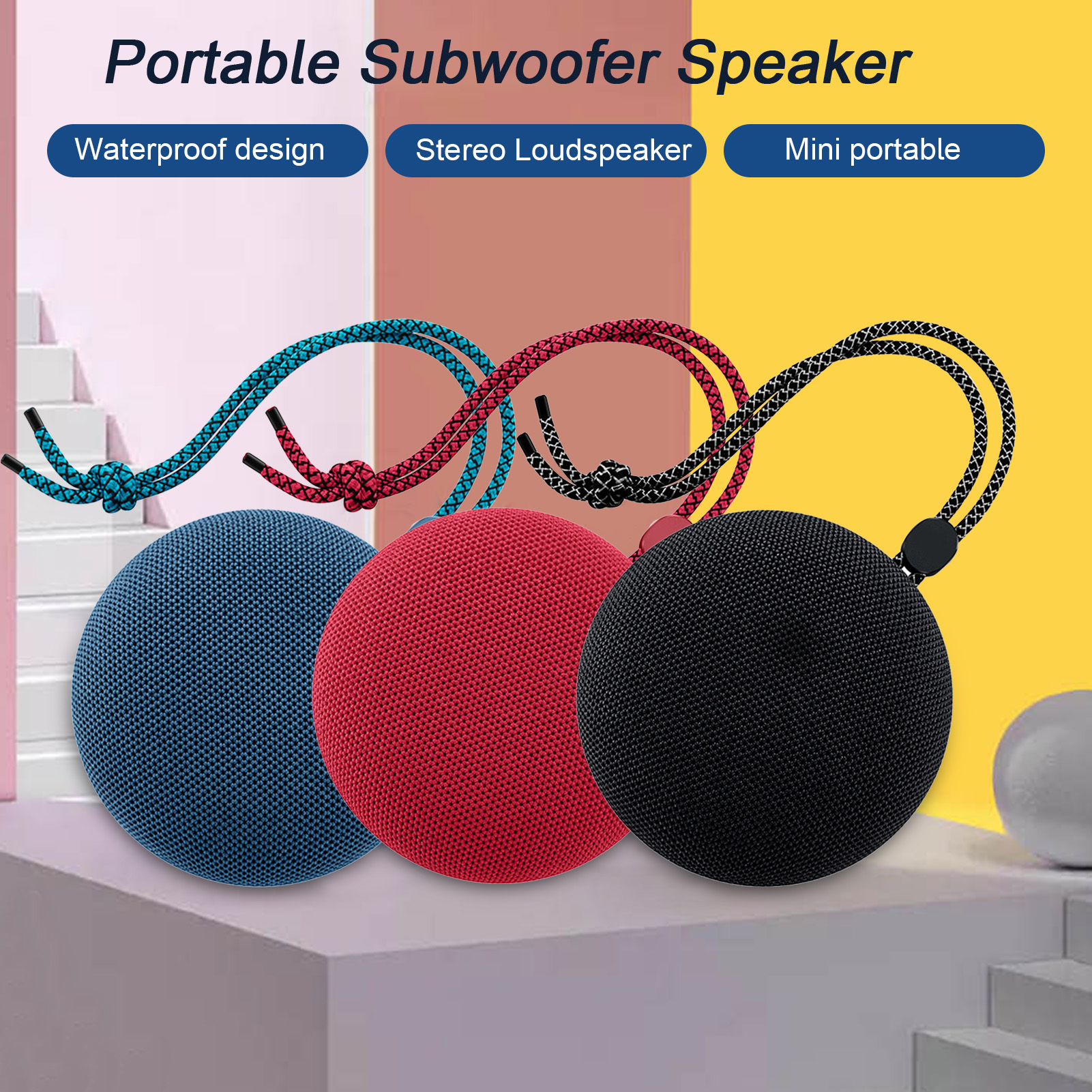 Windfall Bluetooth Speaker, Outdoor Waterproof Portable Bluetooth 5.0 Speaker Subwoofer Stereo Loudspeaker - image 1 of 7