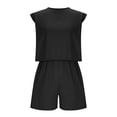 thumbnail image 4 of CHUMUD Two Piece Sets for Women Petite Summer Outfits Sleeveless Crew Neck Crop Tank Shorts Casual Set with Pockets, 4 of 8