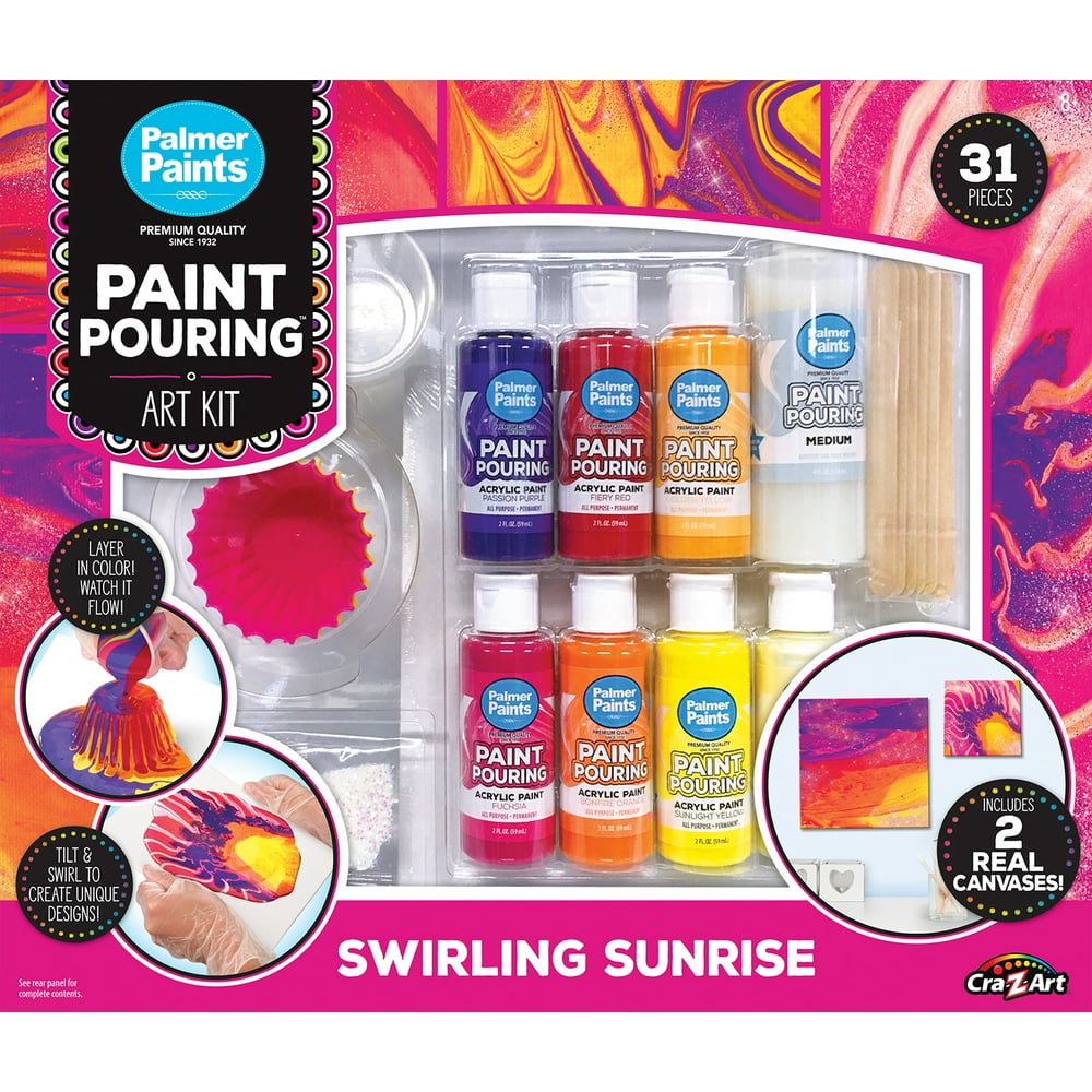 CraZArt Palmer Acrylic Pouring Paint Art Activity Kit Swirling