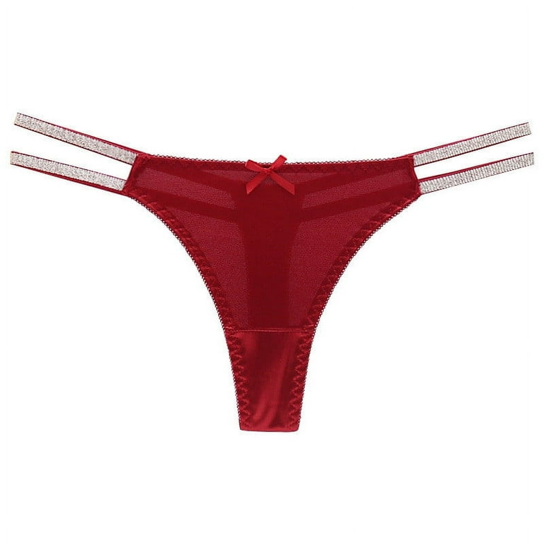 HUPOM No Show Panties For Women Seamless Underwear For Women In Clothing Thong  Leisure Tie Drop Waist Red One Size 