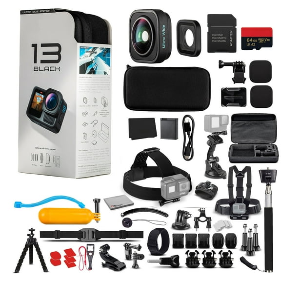 GoPro HERO13 Black Ultra Wide POV Edition – 177° FOV Action Camera with 5.3K60 Video, 64GB Card & DigiNerds 50-Piece Bundle