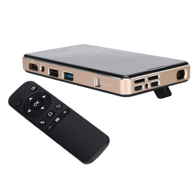 Proyector de bolsillo DLP Mini proyector portátil inalámbrico HD Estable de múltiples tamaños de pantalla con control remoto para exteriores para el hogar