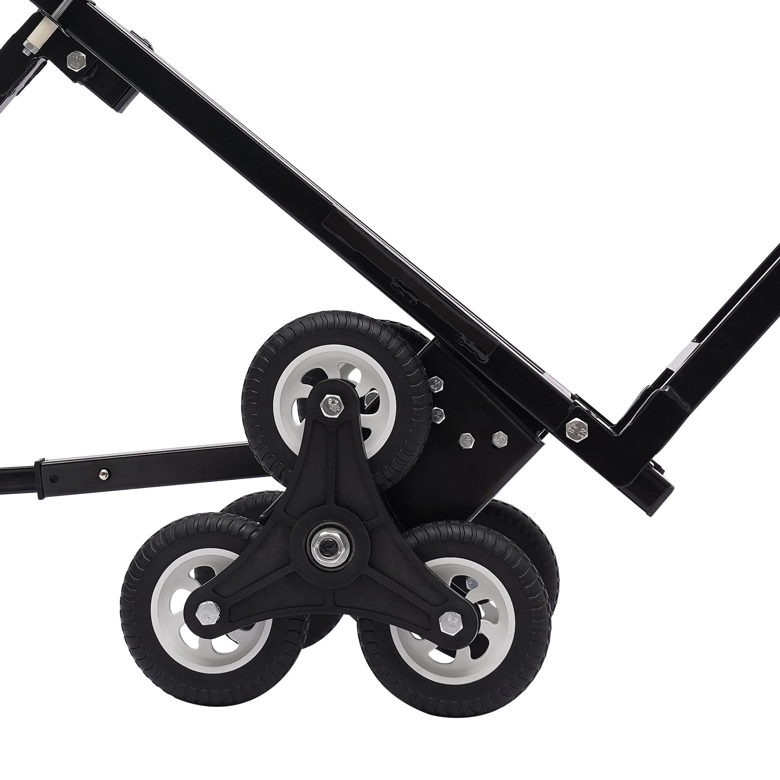 Hand Truck Dolly – Stair Climbing Cart, Stair Climber Cart 460 Lb Capacity All Terrain Stair Dolly Heavy Duty with Telescoping Handle and 6+2 Wheels (Black) Hand Truck Climbing Rope