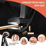 BEZOX Angled Head Nail Clippers for Seniors - Ergonomic Toenail Clipper for Thick Nails, Nail Cutters with Catcher - Black