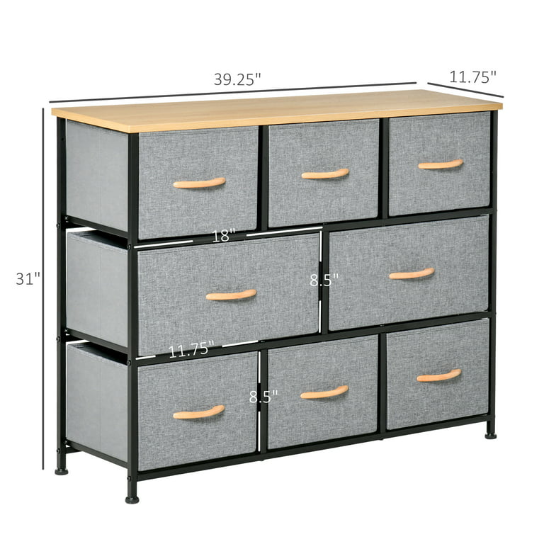 HOMCOM 7-Drawer Dresser, Fabric Chest of Drawers, 3-Tier Storage Organizer  for Bedroom Hallway Entryway, Steel Frame Wooden Top - Bed Bath & Beyond -  34310800